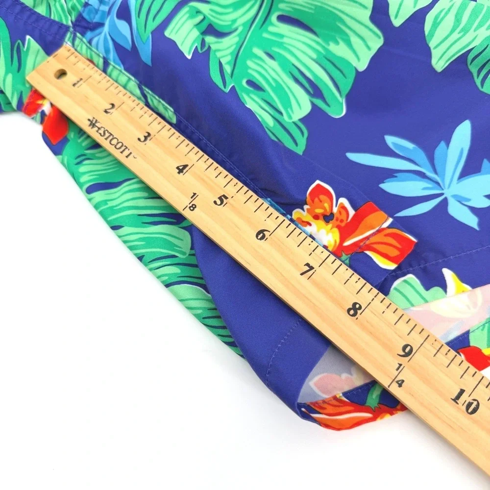Polo Ralph Lauren Swim Trunks Mens M Blue Floral Tropical Hibiscus Beachwear